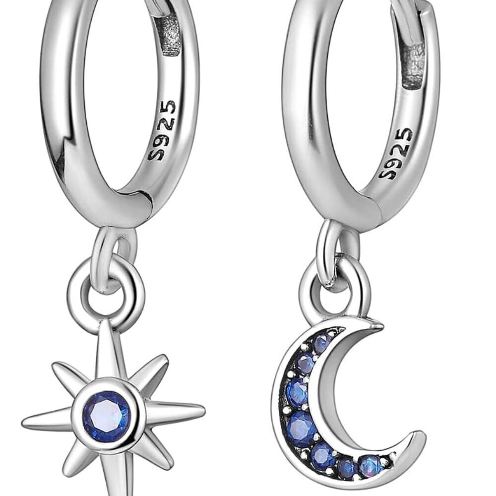 Dangle Drop Earrings 925 Sterling Silver Earrings for Women Cubic Zirconia Dangl - Picture 1 of 6